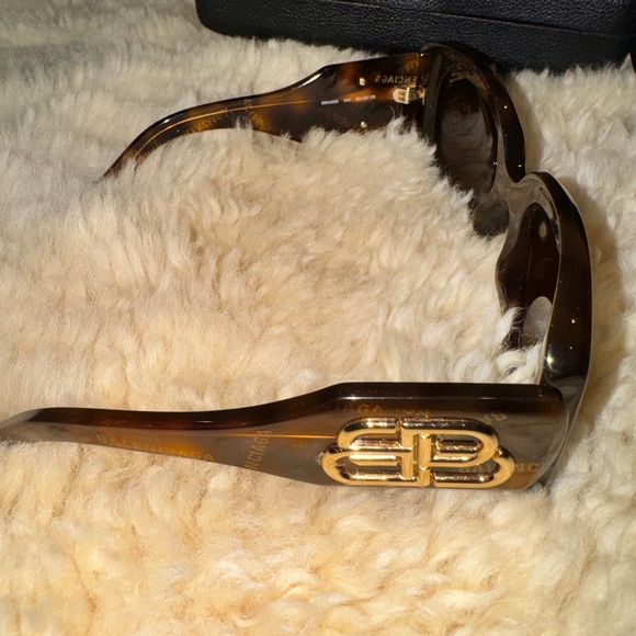 Original BALENCIAGA Logo 53 MM SQUARE BB0069S 0069S SUNGLASSES Havana 002 - Picture 3 of 13